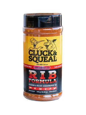 Cluck & Squeal Rib Formula BBQ Rub, gluten-free seasoning with Himalayan salt, low in sugar, 310g jar